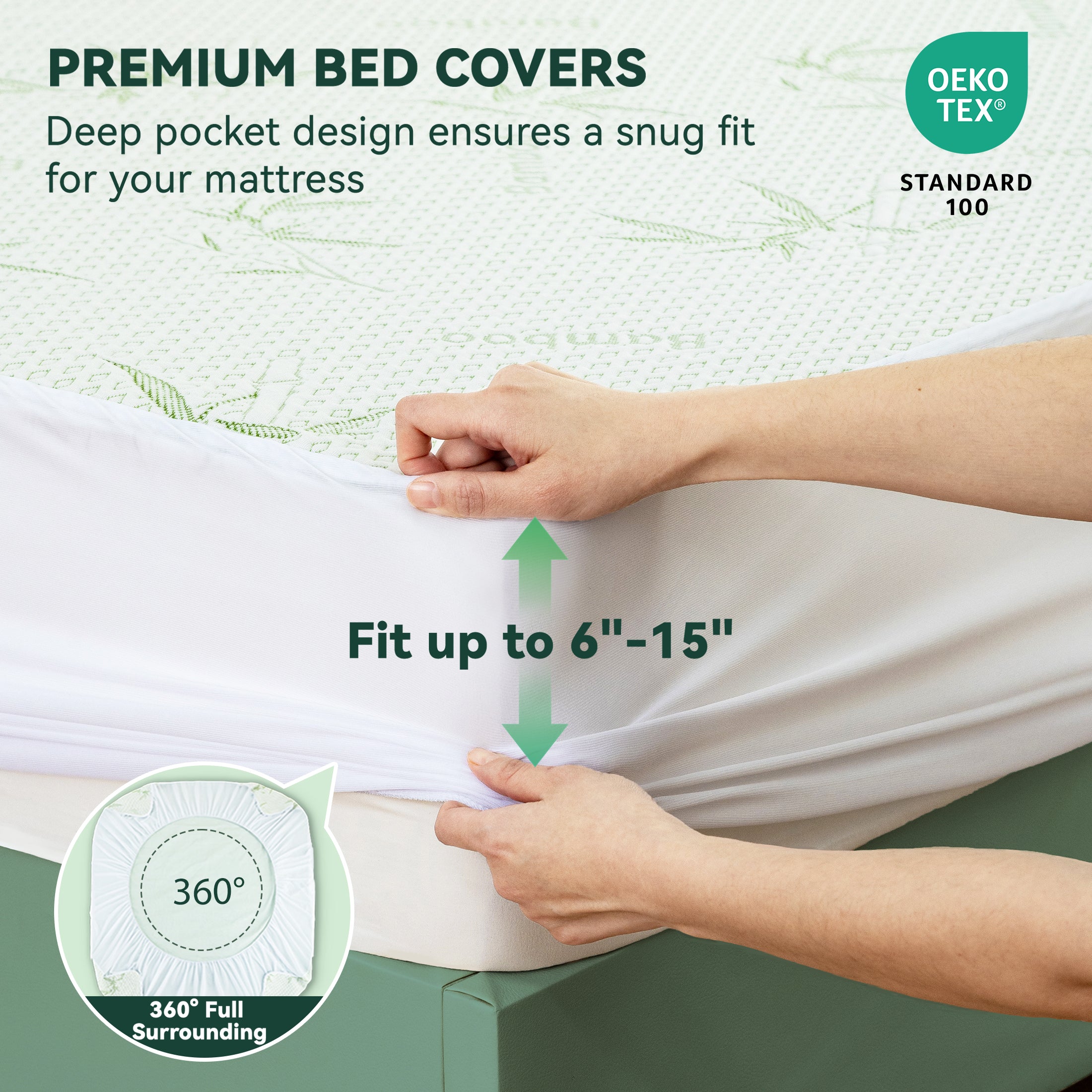 Waterproof Mattress Protector, Rayon Made from Bamboo