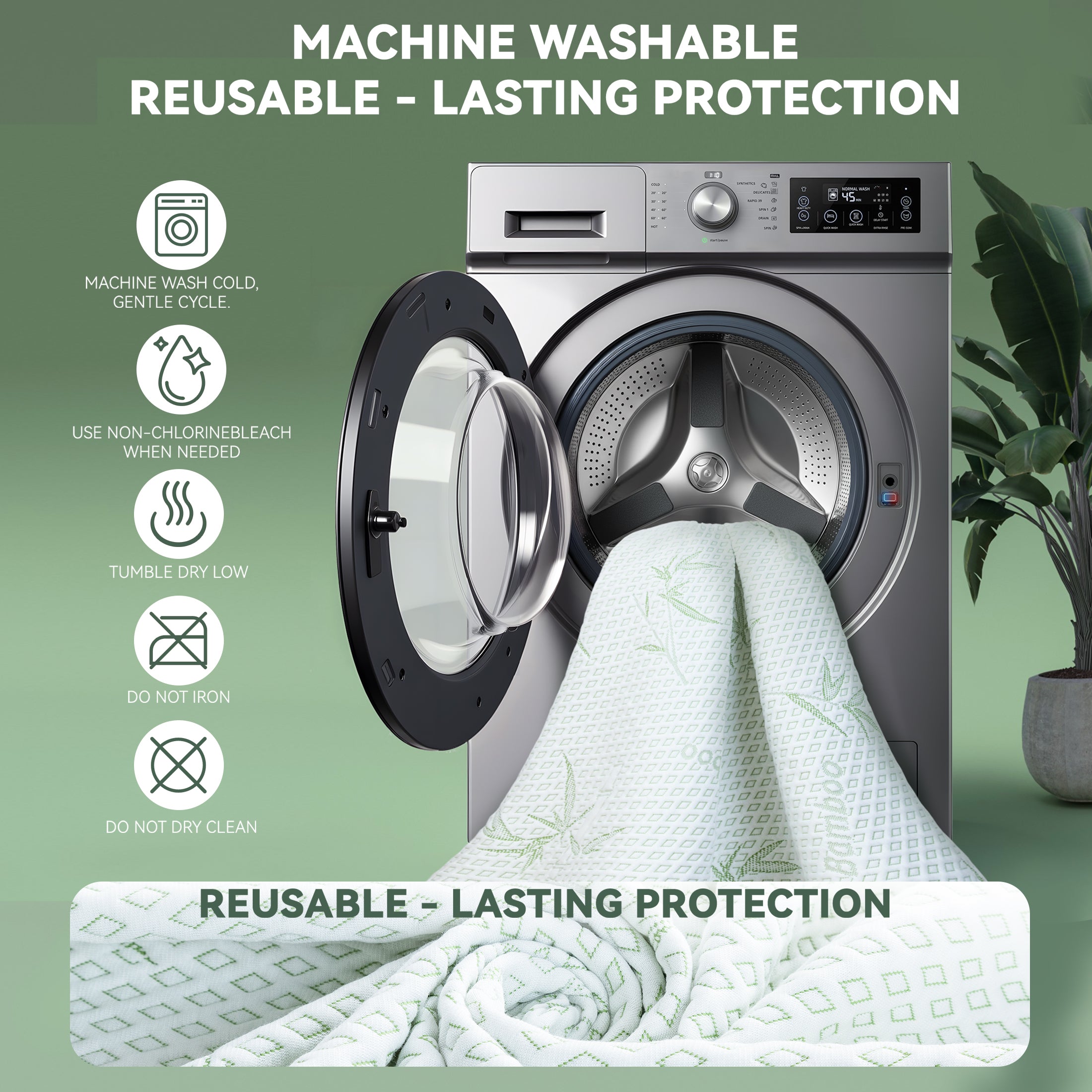 Waterproof Mattress Protector, Rayon Made from Bamboo